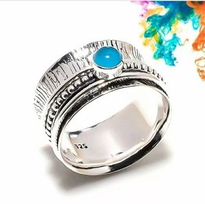 New Chalcedony 925 Silver Spinner Ring.